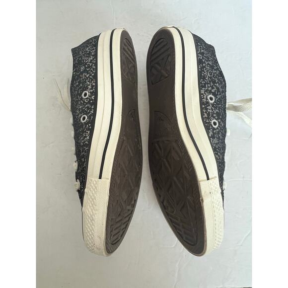 Converse Chuck Taylor All Star Black Glitter Low Top Lace Up Skater Sneakers 7 - Picture 5 of 10